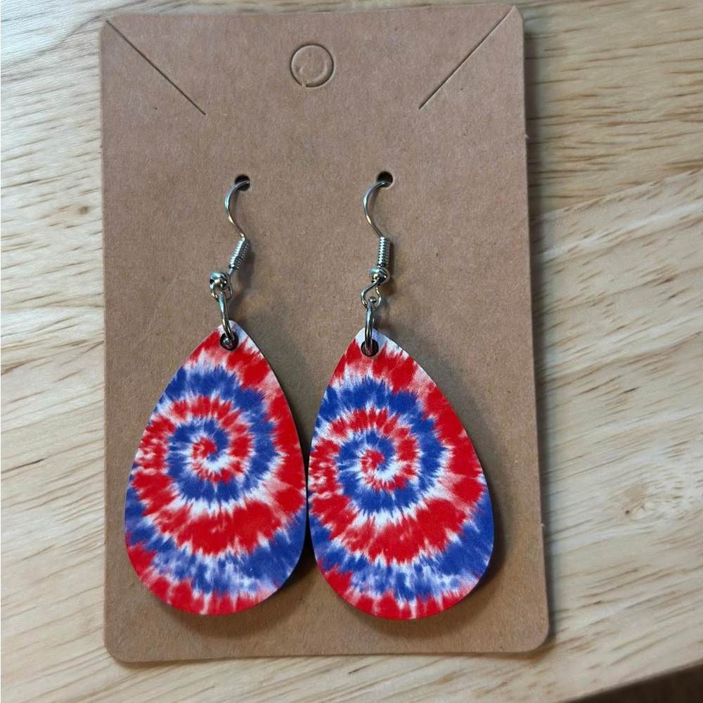 Red and Blue Swirl Earrings